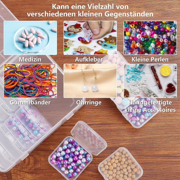 15-pack mini genomskinliga plastförvaringslådor 5 X 5,5 X 2 cm - Perfekt för pärlor, smycken och gör-det-själv hantverk