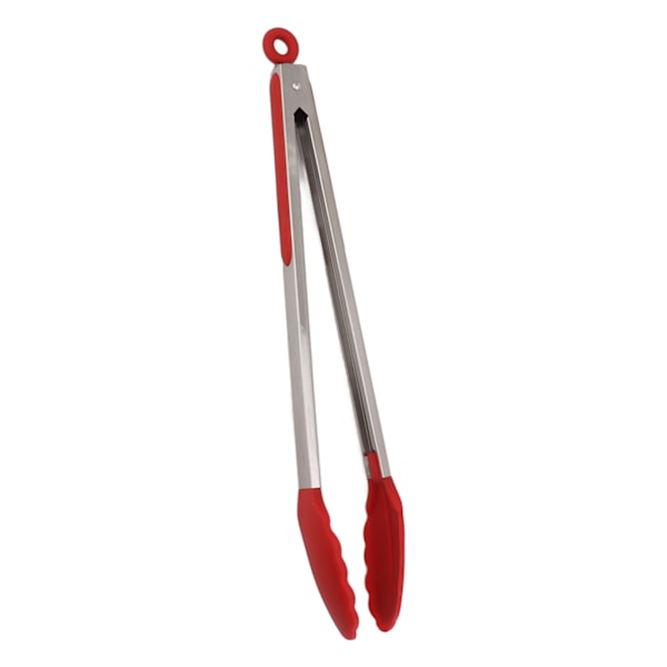 Kjøkkentenger i silikon, rustfritt stål, varmebestandig, sklisikker, matserveringstenger for baking, matlaging, rød, 40 cm / 15,7 tommer