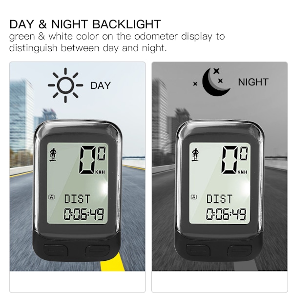 Mountain Road Bike Trådløs Odometer Multifunktionel Interface Stor Skærm Vandtæt Velometer Support Fem Sprog