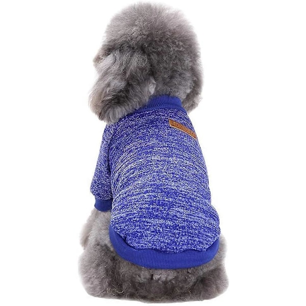 Hundkläder Stickat Hundtröja Mjuk Förtjockning Varm Valp Hundskjorta Vinter Valptröja för Hundar (Mörkblå, S)