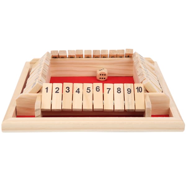 Træ Shut the Box Terningespil 4 Sidet 10 Tal Bræt Bordplade Pub Spil til Børn Voksne