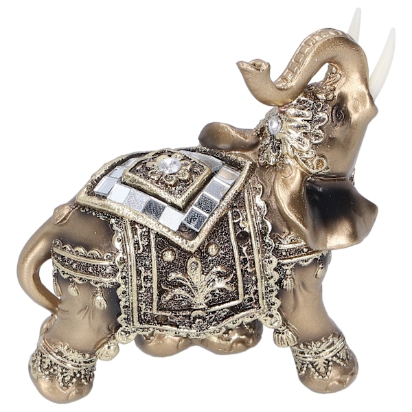 Elefant Statue Figur Figur Feng Shui Resin Dyre Ornament Kunst Håndværk Desktop Dekoration Guld M 10x5x10cm