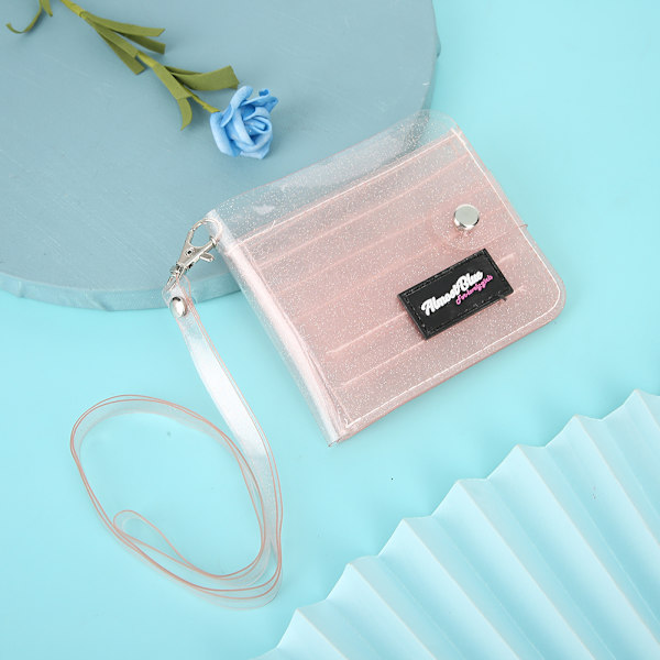 Bærbar Mini Transparent Mønter Pung Hængende Hals Taske PVC Kort Opbevaring Holder Orange