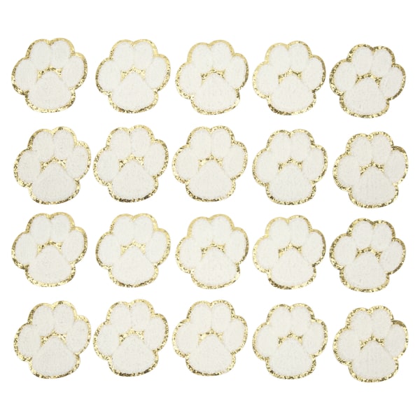20 st Cat Paw Iron On Patches Mode Vita Cat Paws Sy Broderade lappar för ryggsäckar Kläder Jackor