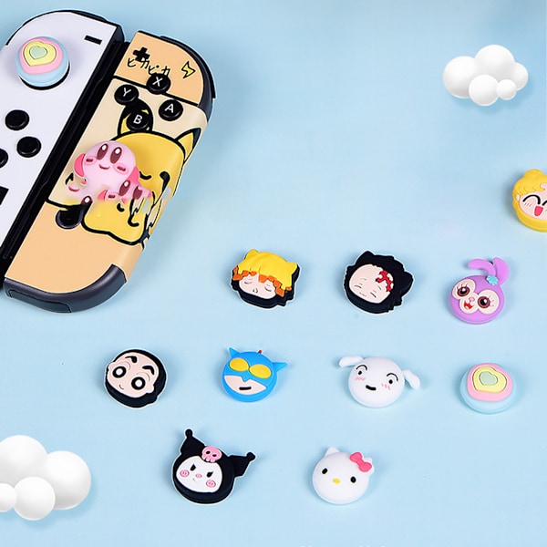 Silikon-joystickskydd Söt tecknad ergonomisk reptålig spel tumgreppsskydd för Switch Miqi och Mini 4 st