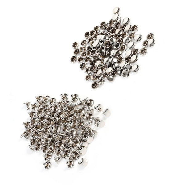 100 sett 8 x 8 mm nagler med dobbel hette metallskinn håndverksreparasjoner piggdekorasjon (sølv)