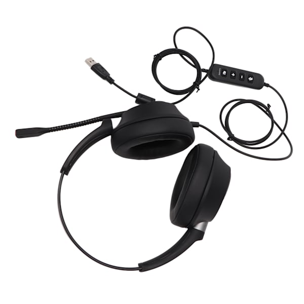 PC Headset Støjreducerende Lydstyrkejustering USB Computer Gaming Hovedtelefoner med Mikrofon
