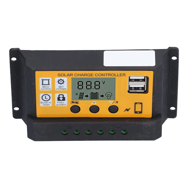Smart Charge Controller Fotovoltaisk Solpanel Batteri Regulator med LCD Display 12V 24V 20A