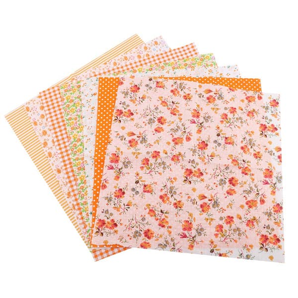 7 st 25*25 cm bomullstyg DIY blandade rutor förskuret sängkläder kit Quarters Bundle (Orange)
