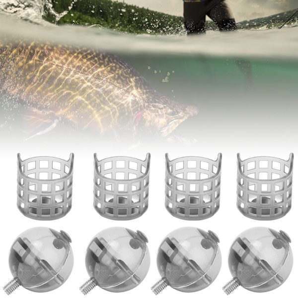 4st PE Plast Bärbar Fiskematare Lure Bait Cage Tackle Tillbehör med Vikter