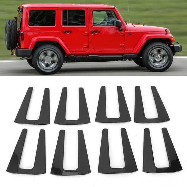 8 stk. sorte bildørhængselafdækninger passer til Jeep Wrangler Jeep 4-dørs 07-17
