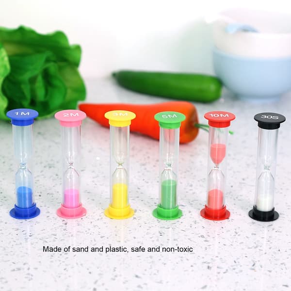 6 stk/sett Sandglass Timeglass for matlaging, baking, spill, trening, dekorasjon