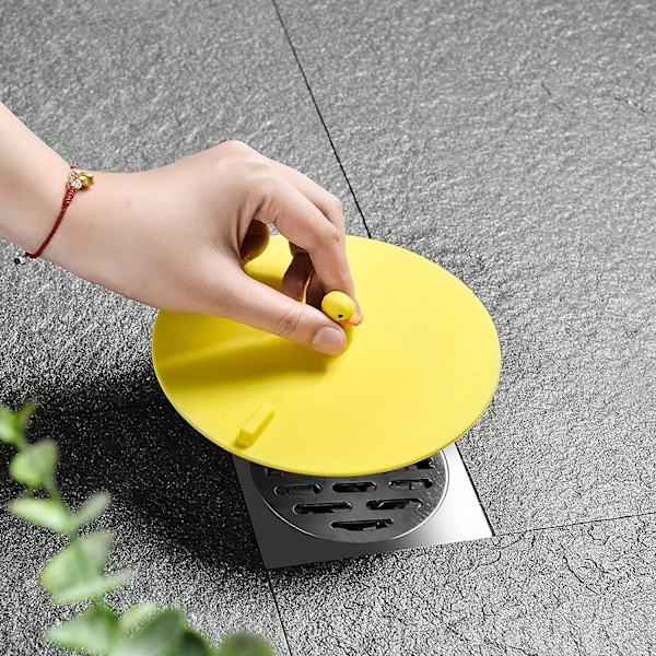 Silikone afløbspropper til bruser, køkken, badekar og kloak - Gult ande design