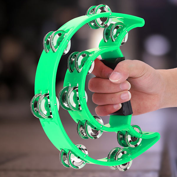 Double Row Jingles Handbell Tambourine Percussion Musical Instrument (Grøn)