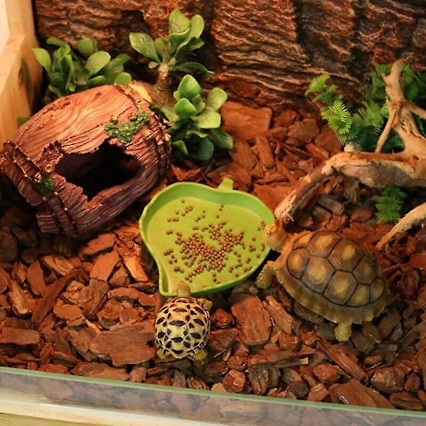Reptilmatfat, 2 stk. Reptilmatfat, Skilpaddematboller, Reptilfat, Bladformede Reptilmatboller, Bladformede Reptilboller, Reptilfat, 2 størrelser
