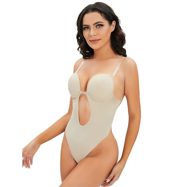 Deep Plunge V-hals Stropløs Rygløs Body Shaper Shapewear til kvinder - størrelse M
