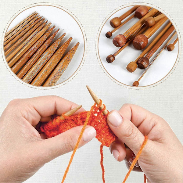 Bambustickor Set - 10 Par Med Linjal Och Förvaringsväska Zekai