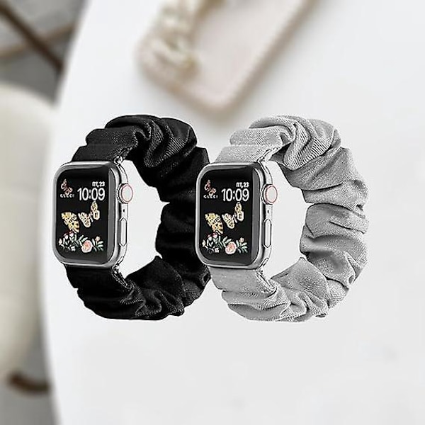 2-pak Elastisk Stof Urrem Udskiftning Scrunchie Kompatibel med 38/40/41mm Urremme