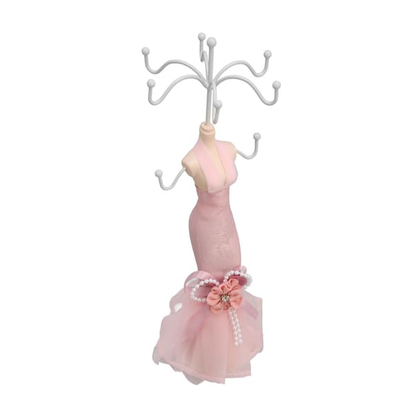 Mannekängställ Hängande Torn Display Harts Ringställ Modell Klänning för Flickor Kvinnor Rosa