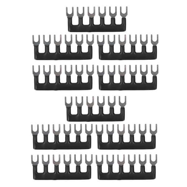 10 stk Jumper Block Terminal Strip Kobber Leder PVC Shell Gaffel Type Terminal Strip Svart 400V 15A TB 1506