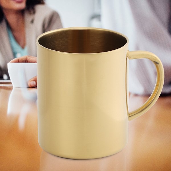 304 Rostfritt stål Dubbelskikts Anti-skållning 400 ml Kaffe Ölmugg Kopp (Guld)