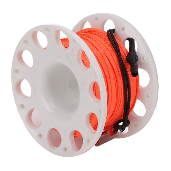 Finger Reel Dykkespole med Rustfritt Stål Klips 30m Oransje Line for Undervanns Hule Vrak Utforskning Fiske Hvit Spole