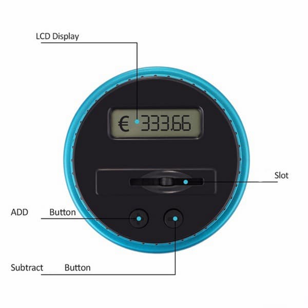 Elektronisk digital myntlåda med LCD-display Smart räknare spargris med nyckellås