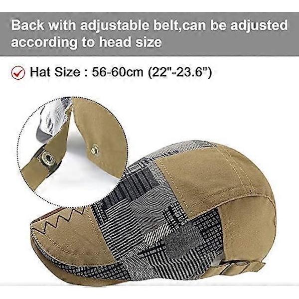 Herre Vintage Flat PU Lær Hatt Justerbar Høst/Vinter Etnisk Andetungehatt Beige