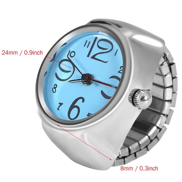 1 stk. Moderigtige Dame Herre Quartz Analog Rund Fingerring Kærlighedsur (Blå)