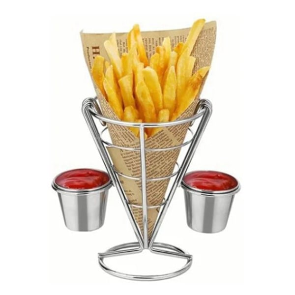 Spiralformad pommes frites-hållare i stål med kromplätering, 14 x 10 cm