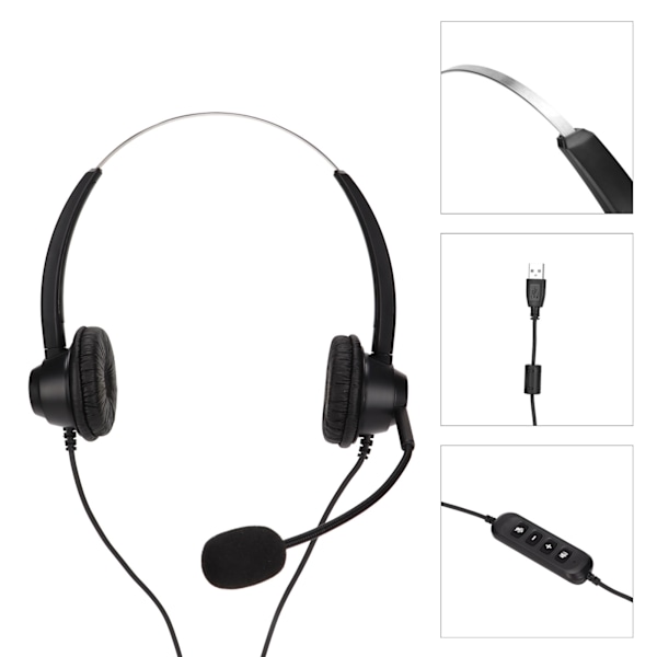 H360D‑USB‑3 USB Business Headset Binaural USB-headset stöder justering av högtalarvolym, volymavstängning, mikrofonavstängning