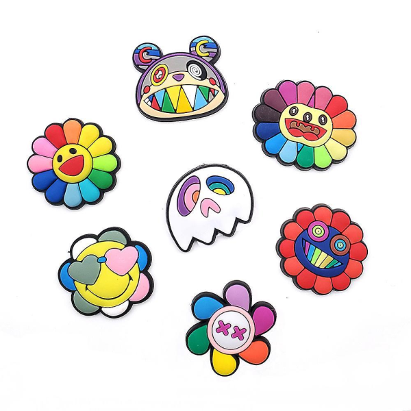 Blossom-sarjan koristeellinen set - 16-osainen perhos- ja auringonkukkadesign PVC-korkkikoru Crocsille
