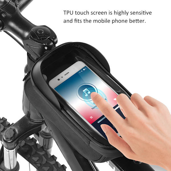 WHEEL UP Regnbestandig Cykelpose Ramme Front Top Tube Reflekterende Cykelposer Touch Screen Taske Mountainbike TilbehørSort Grå