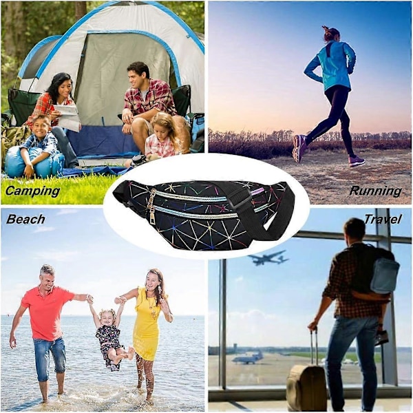 2025 Ny Midjeväska, Holografisk Magväska med PU-läder, Glänsande Bältesväska Festival Rave Bumbags för Damer