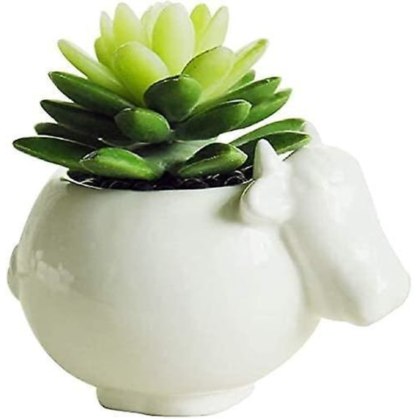 Hvit Keramisk Blomsterpotte Søt Sukkulenter Planter Simple Design Kreativ Ku Stil Liten Potte for Planter