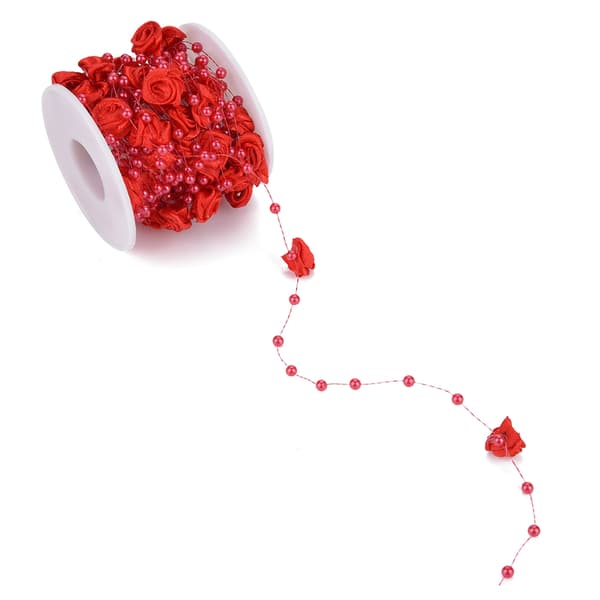 10 m/rulle Rose Kunstig Perletråd Guirlande String DIY Bryllupsdekoration (rød)