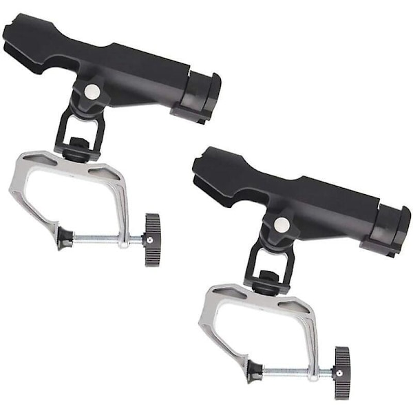 2 Pakke 360 Graders Roterbar Justerbar Fiskestangholder G Klemme Skinne 0-5cm for Kajakk Båtmontering med Skruer