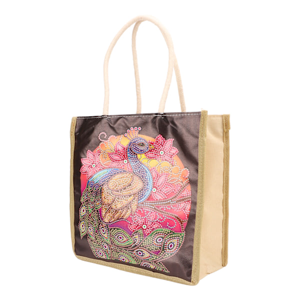 Rhinestone Maleri Tote Taske Phoenix Mønster Dyrke Evne Tålmodighed Nyd DIY Litterær Tote Taske til Gaver Picnic