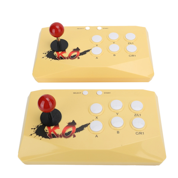 Dubbel trådlös fighting joystick gamepad spel fight stick controller TV spelkonsol gul