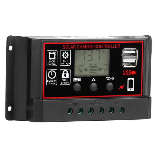12V 24V Solar Fotovoltaisk Måler Intelligent Digital Display Controller USB 5V 60A