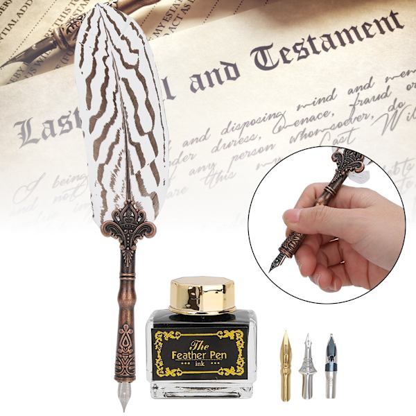 Signature White Feather Pen Set - Retro Craft Collection för elegant bankettskrivande