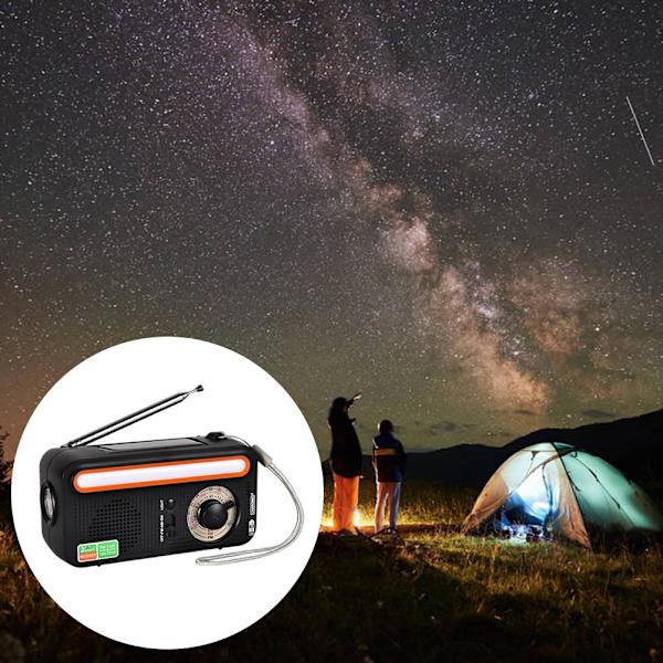 Bärbar Solar Handvev Radio AM FM WB Multiband Dynamo Radio med 2000 mAh Power Bank SOS-larmfunktion för campingresor i nödsituation