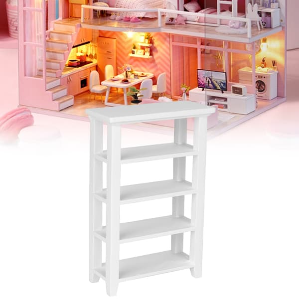 Miniature Møbelmodel Træ 4-Lags Hylde Display Rack til 1:12 Dukkehus Tilbehør
