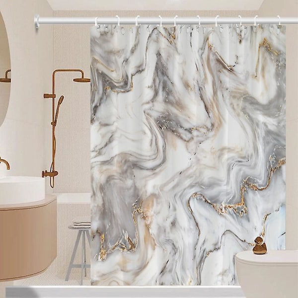 1 st Duschdraperi med marmormönster för badrum, för modern badrumsdekoration, 180 x 180 cm