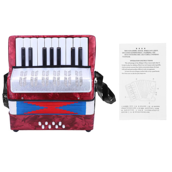 17 tangenter 8 basklaver harmonikamusikinstrument for begynderestuderende (rød)