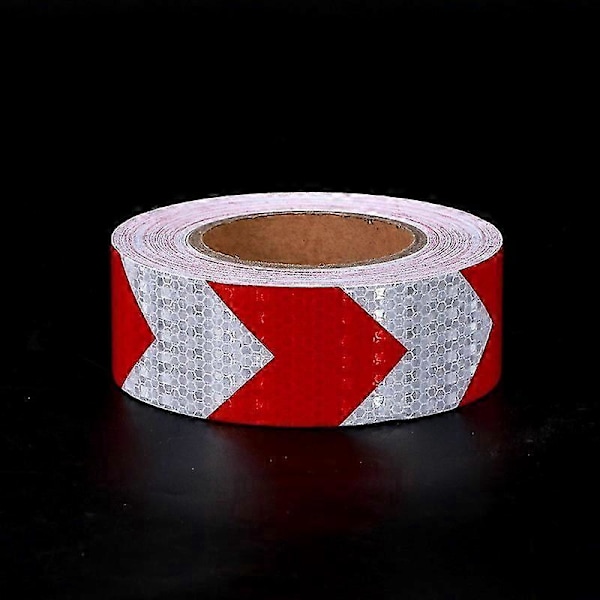 25Mx5cm Reflextejp, Reflex Säkerhetstejp för Pilorientering, Varningsskylt, Hög Synlighet, Hög Intensitet, Pil i Rött och Vitt_SZ
