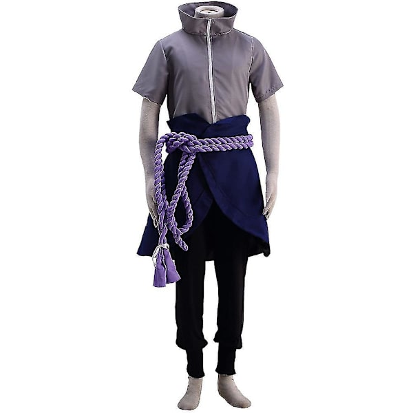 Uchiha Sasuke Cosplay Kostym - Naruto Shippuden Anime - Halloween Festkläder Klä Upp 2XL
