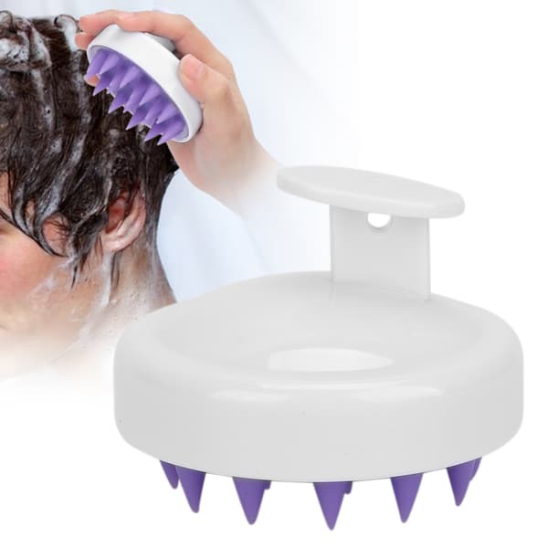 Hårbottenborste Mjuka Silikonborst Dusch Hårbotten Massageborste Schampoborste (Vit Lila)