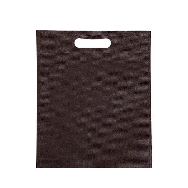 50 st Die Cut Icke-vävda väskor Eco Friendly Platta mun Tote väskor Icke-vävda tyg Kläder väskor Brun 25x35cm/9.8x13.8in
