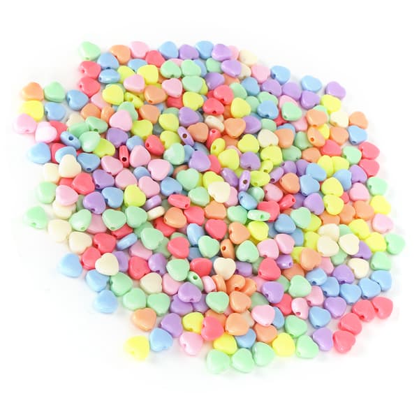 500 STK Hjerteformede Plastperler Håndværksperler til DIY Tøjtilbehør Materialer